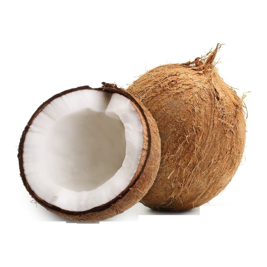 Fresh coconut whole and halved