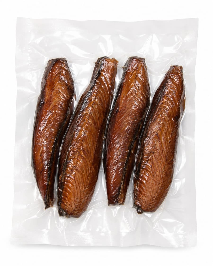 Vacuum packed smoked fish